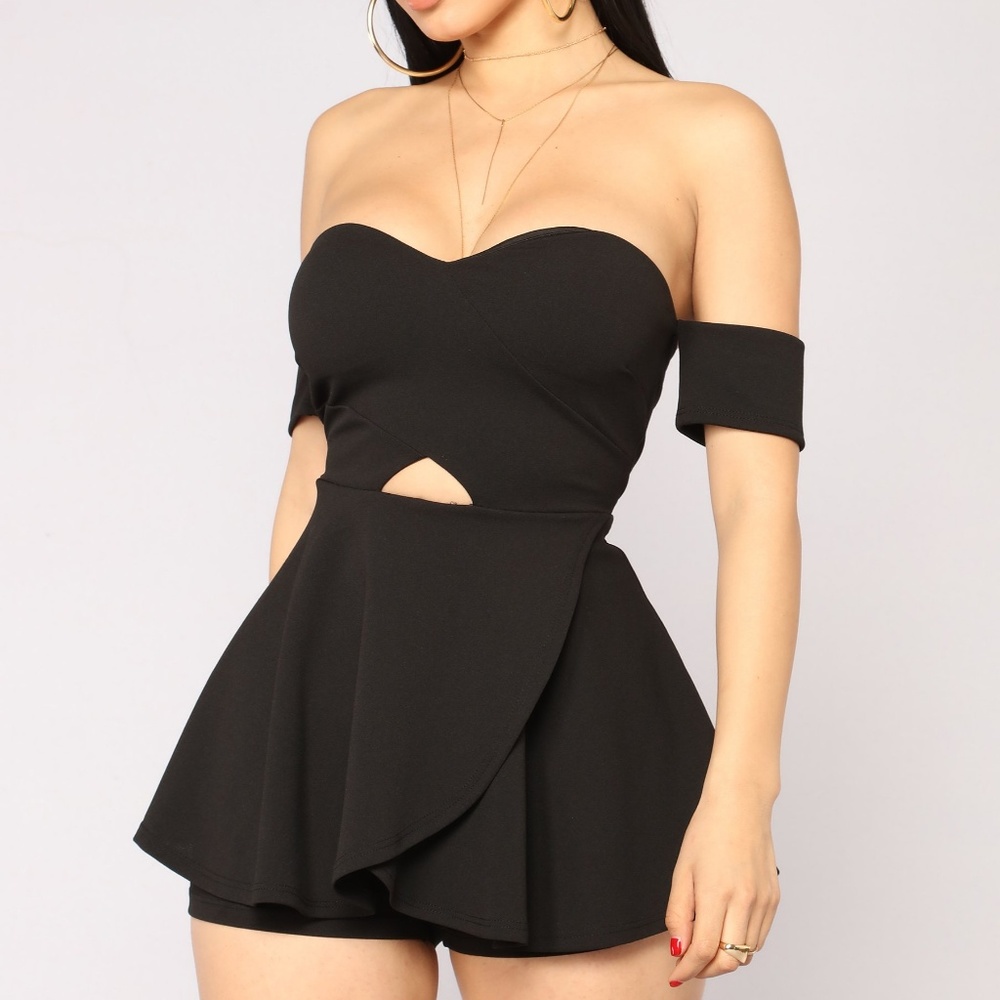 Loving You Off Shoulder Romper - Black
